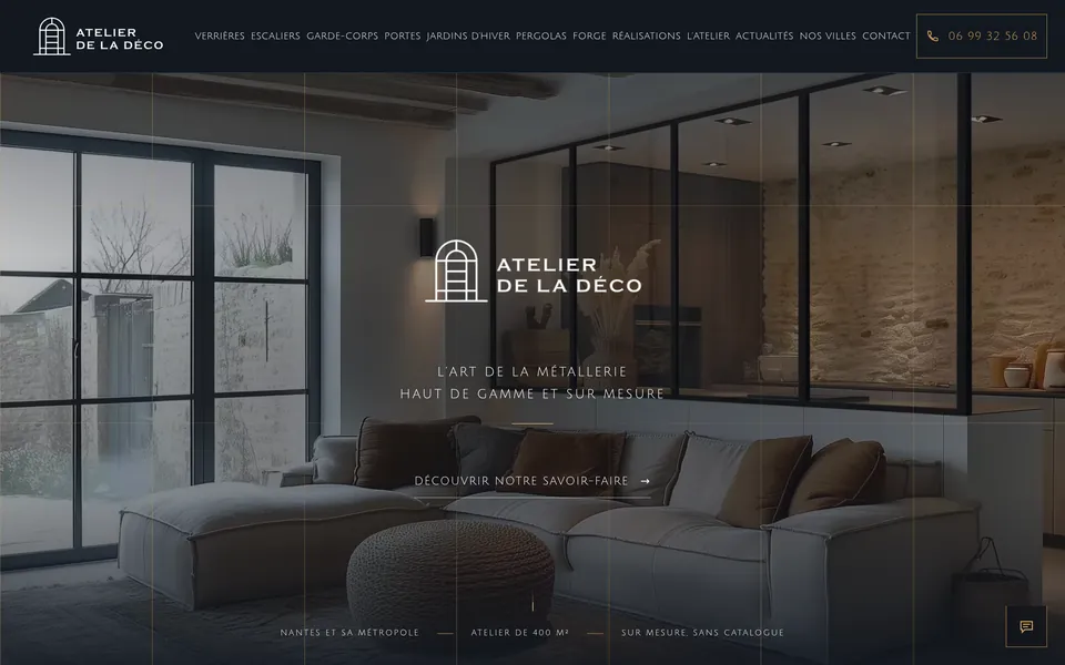 Le site d’Atelier de la Déco, métallerie d’art sur mesure, Nantes, réalisé par Odratta