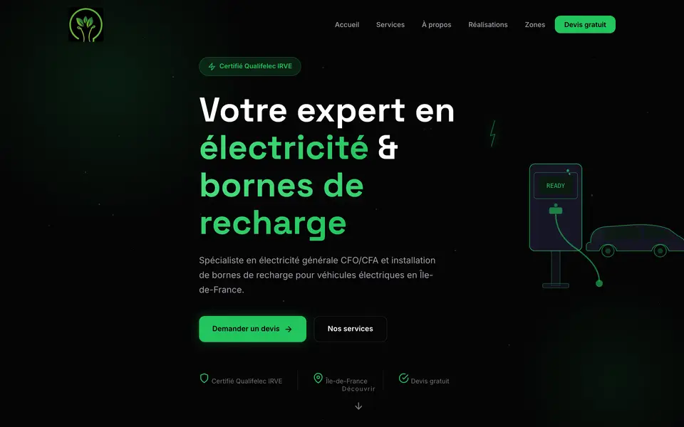 Le site d’Amperelec Energy, électricité et bornes de recharge, Clichy-sous-Bois, réalisé par Odratta