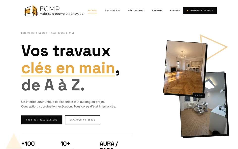 Le site d’EGMR, entreprise générale de rénovation, réalisé par Odratta