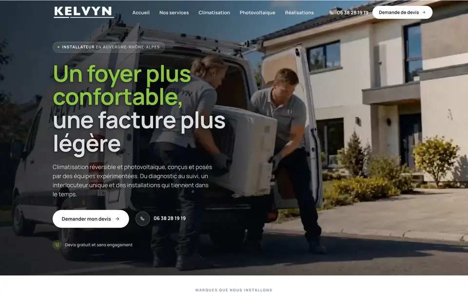 Le site de Kelvyn Habitat, climatisation et photovoltaïque, Grenoble, réalisé par Odratta